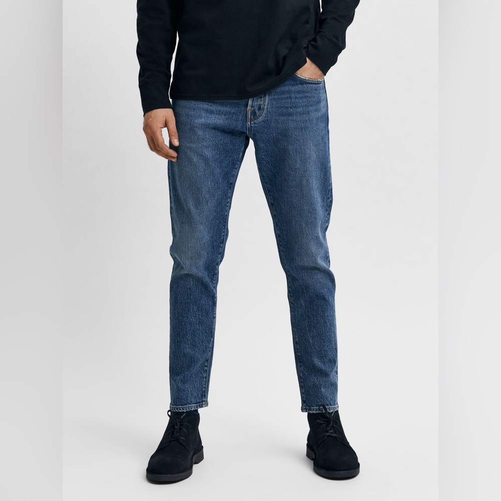 Heavy organic cotton jeans with tapered leg